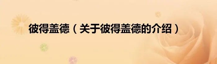 彼得盖德（关于彼得盖德的介绍）