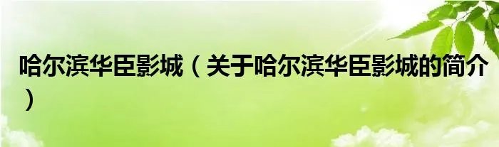 哈尔滨华臣影城（关于哈尔滨华臣影城的简介）