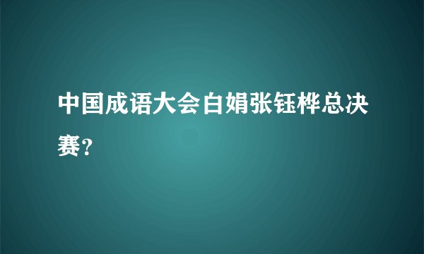 中国成语大会白娟张钰桦总决赛？