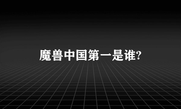 魔兽中国第一是谁?