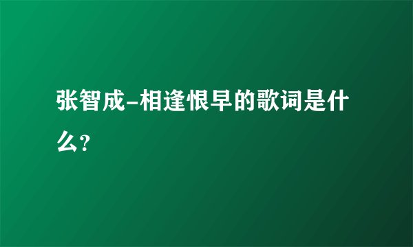 张智成-相逢恨早的歌词是什么?