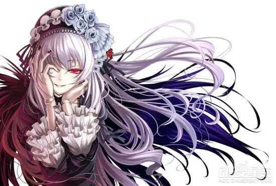蔷薇少女水银灯电脑壁纸美图 精致面庞的银发哥特人偶