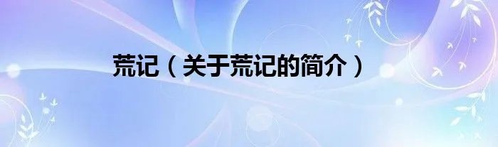 荒记（关于荒记的简介）