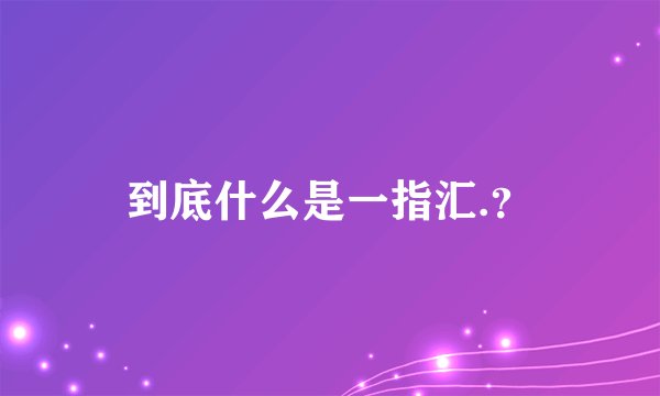 到底什么是一指汇.？