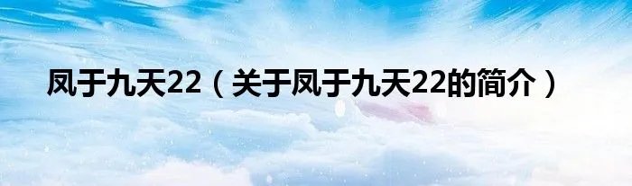 凤于九天22（关于凤于九天22的简介）