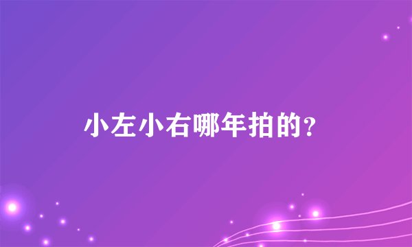 小左小右哪年拍的？