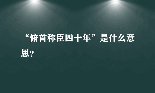 “俯首称臣四十年”是什么意思？