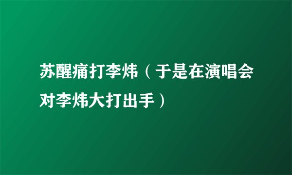 苏醒痛打李炜(于是在演唱会对李炜大打出手)