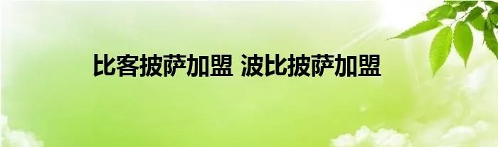 比客披萨加盟 波比披萨加盟