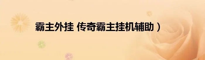 霸主外挂 传奇霸主挂机辅助）