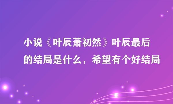 小说《叶辰萧初然》叶辰最后的结局是什么，希望有个好结局