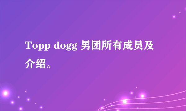 Topp dogg 男团所有成员及介绍。