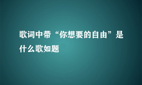 歌词中带“你想要的自由”是什么歌如题