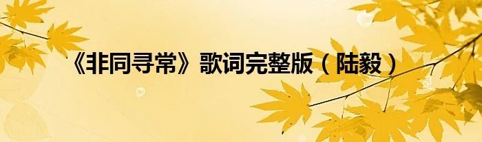 《非同寻常》歌词完整版（陆毅）