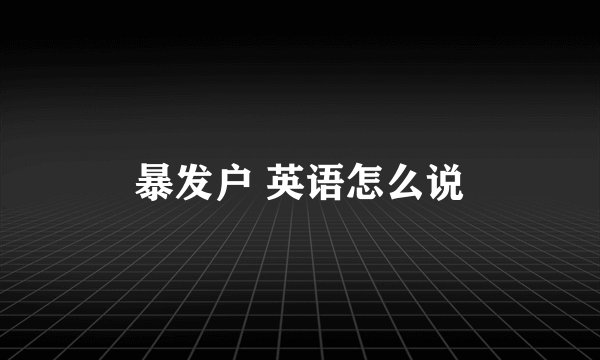 暴发户 英语怎么说