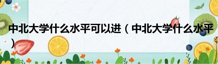 中北大学什么水平可以进（中北大学什么水平）