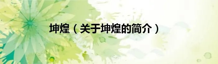 坤煌（关于坤煌的简介）