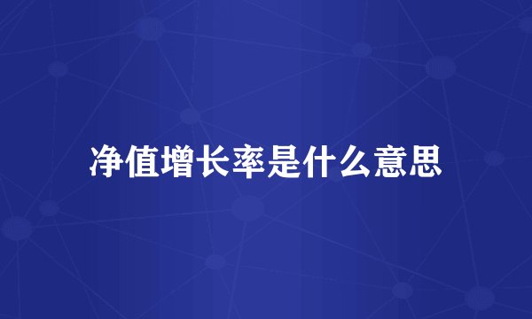 净值增长率是什么意思