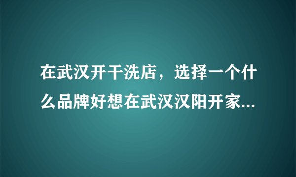 在武汉开干洗店，选择一个什么品牌好想在武汉汉阳开家干洗店，加盟武汉本地哪家品牌靠谱呀？