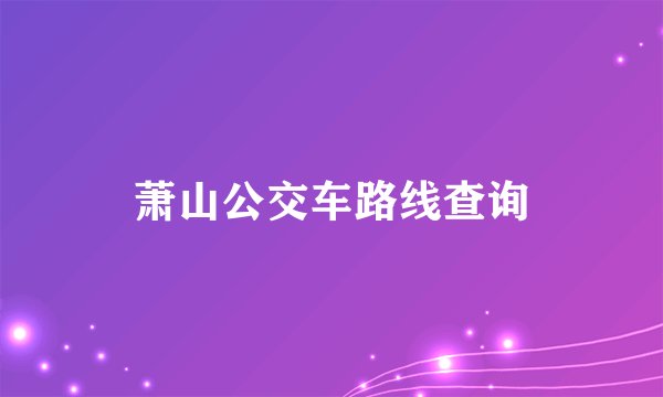 萧山公交车路线查询