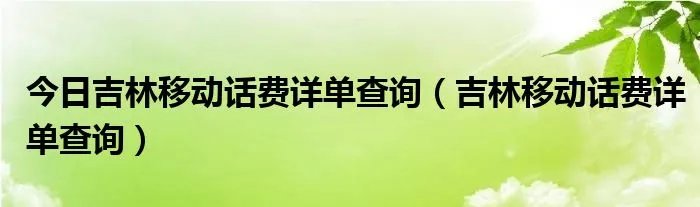 今日吉林移动话费详单查询（吉林移动话费详单查询）