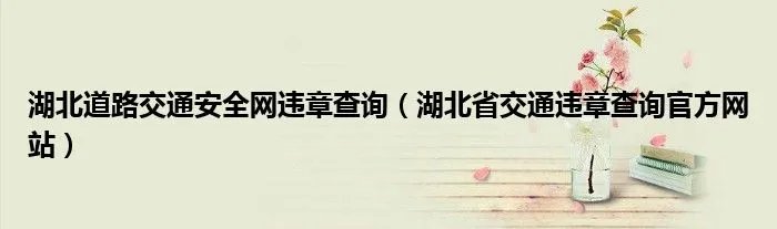 湖北道路交通安全网违章查询（湖北省交通违章查询官方网站）