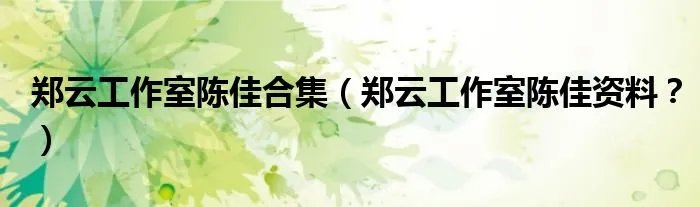 郑云工作室陈佳合集（郑云工作室陈佳资料？）