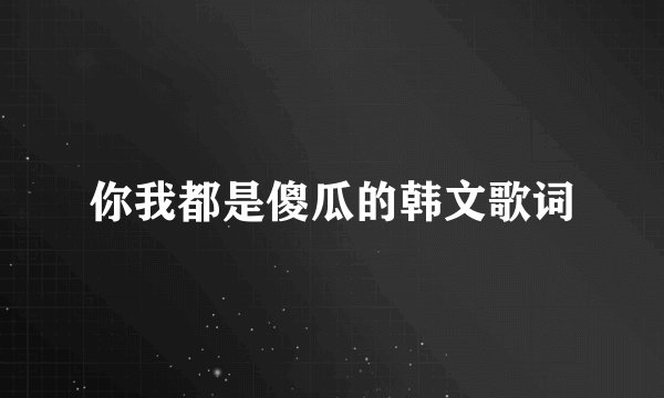 你我都是傻瓜的韩文歌词