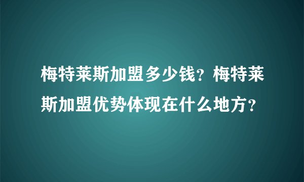 梅特莱斯加盟多少钱？梅特莱斯加盟优势体现在什么地方？