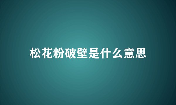 松花粉破壁是什么意思