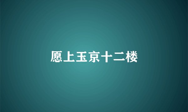 愿上玉京十二楼