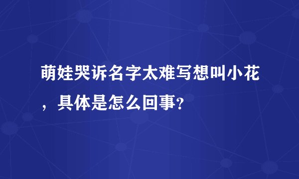 萌娃哭诉名字太难写想叫小花，具体是怎么回事？