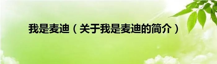 我是麦迪（关于我是麦迪的简介）