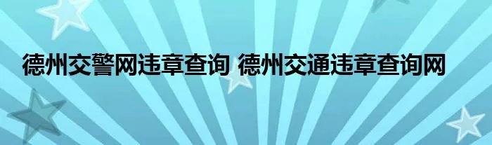 德州交警网违章查询 德州交通违章查询网