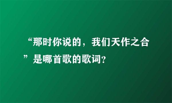 “那时你说的，我们天作之合”是哪首歌的歌词？