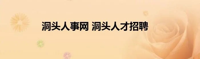洞头人事网 洞头人才招聘
