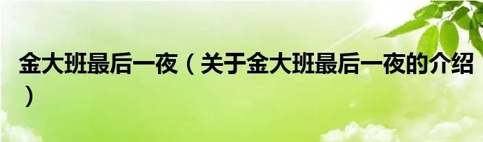 金大班最后一夜（关于金大班最后一夜的介绍）