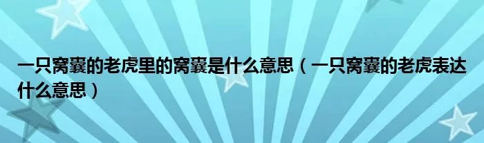 一只窝囊的老虎里的窝囊是什么意思（一只窝囊的老虎表达什么意思）