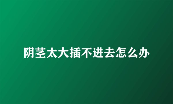 阴茎太大插不进去怎么办