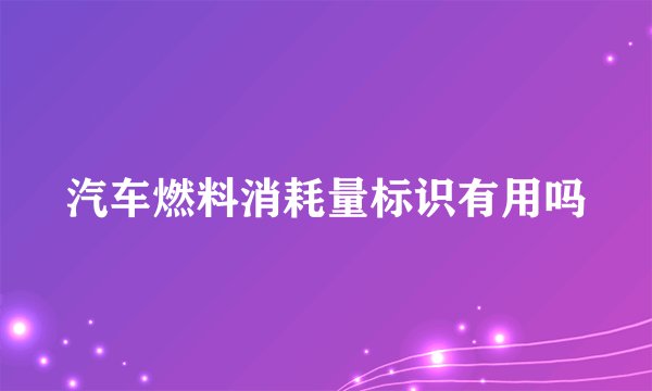 汽车燃料消耗量标识有用吗