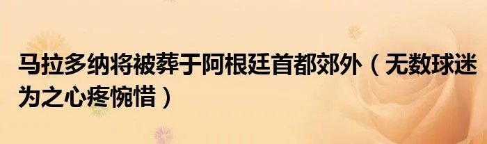 马拉多纳将被葬于阿根廷首都郊外（无数球迷为之心疼惋惜）