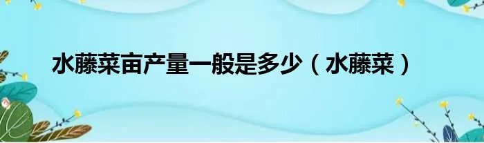水藤菜亩产量一般是多少（水藤菜）