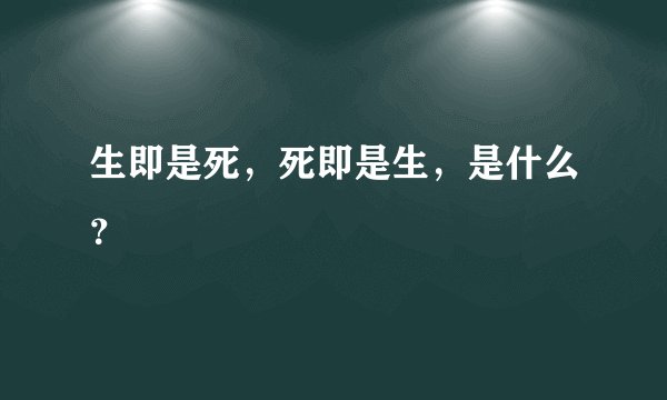 生即是死，死即是生，是什么？