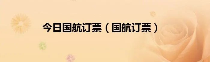 今日国航订票（国航订票）