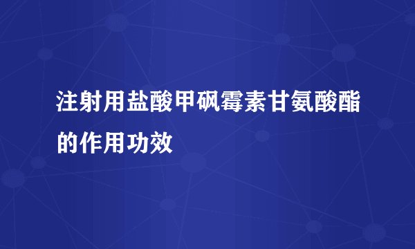 注射用盐酸甲砜霉素甘氨酸酯的作用功效