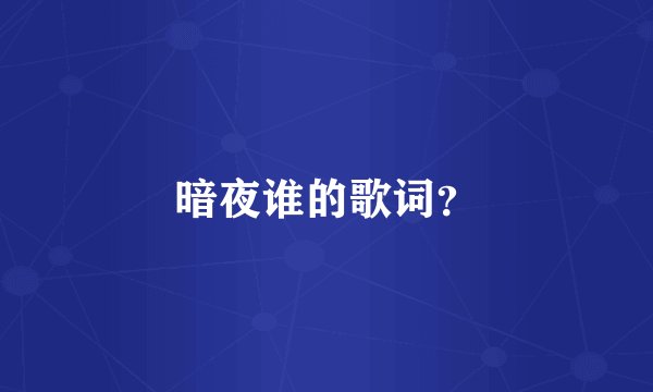 暗夜谁的歌词？