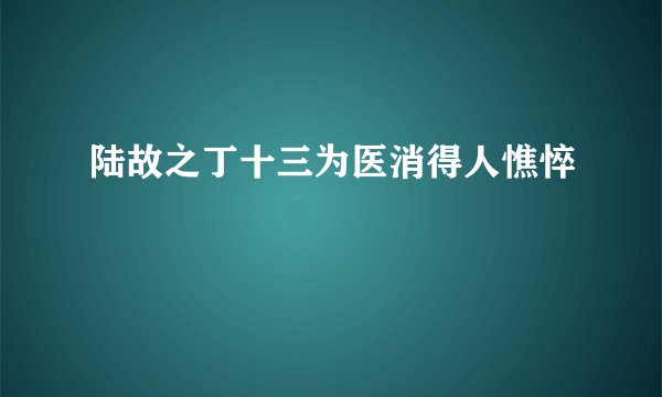 陆故之丁十三为医消得人憔悴