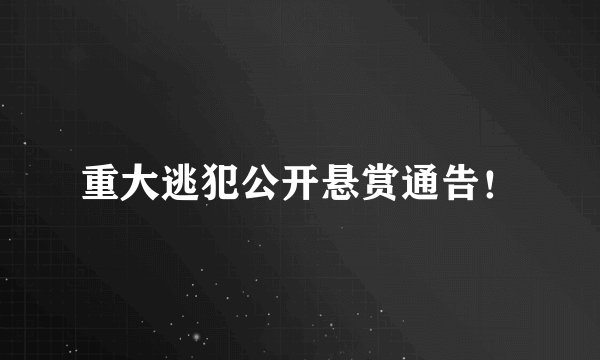 重大逃犯公开悬赏通告！