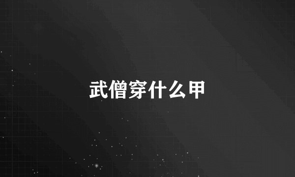 武僧穿什么甲