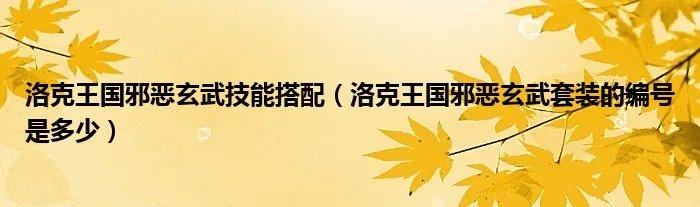 洛克王国邪恶玄武技能搭配（洛克王国邪恶玄武套装的编号是多少）